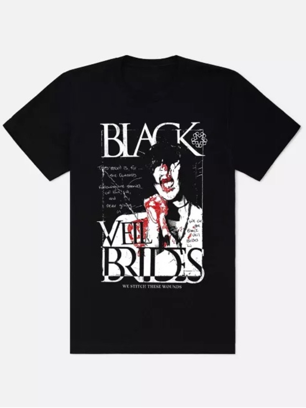 Unisex Black Veil Brides We Stitch These Round Graphic Band Tee in Black Size S